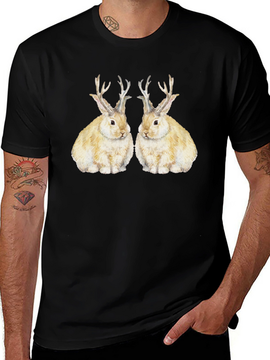 Novelty Rabbit Antler Graphic T-Shirt