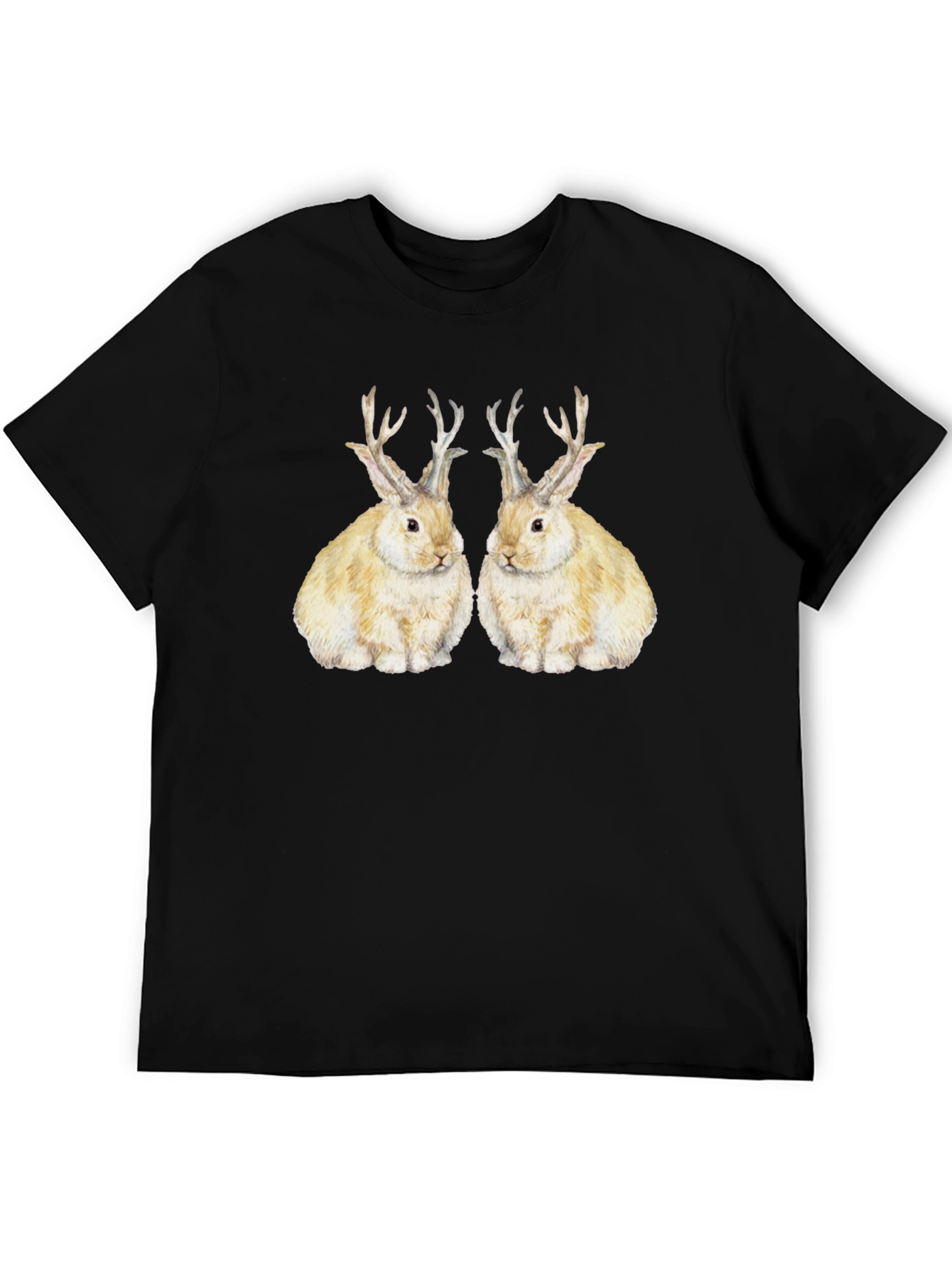 Novelty Rabbit Antler Graphic T-Shirt