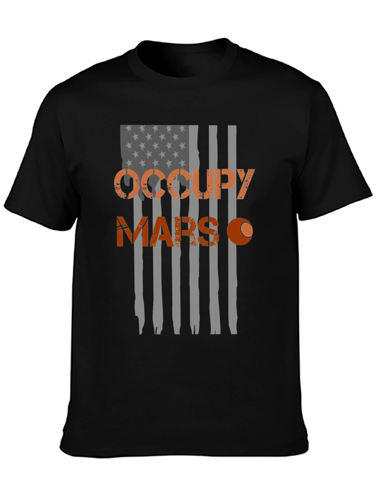 Occupy Mars Graphic T-Shirt - American Flag Design