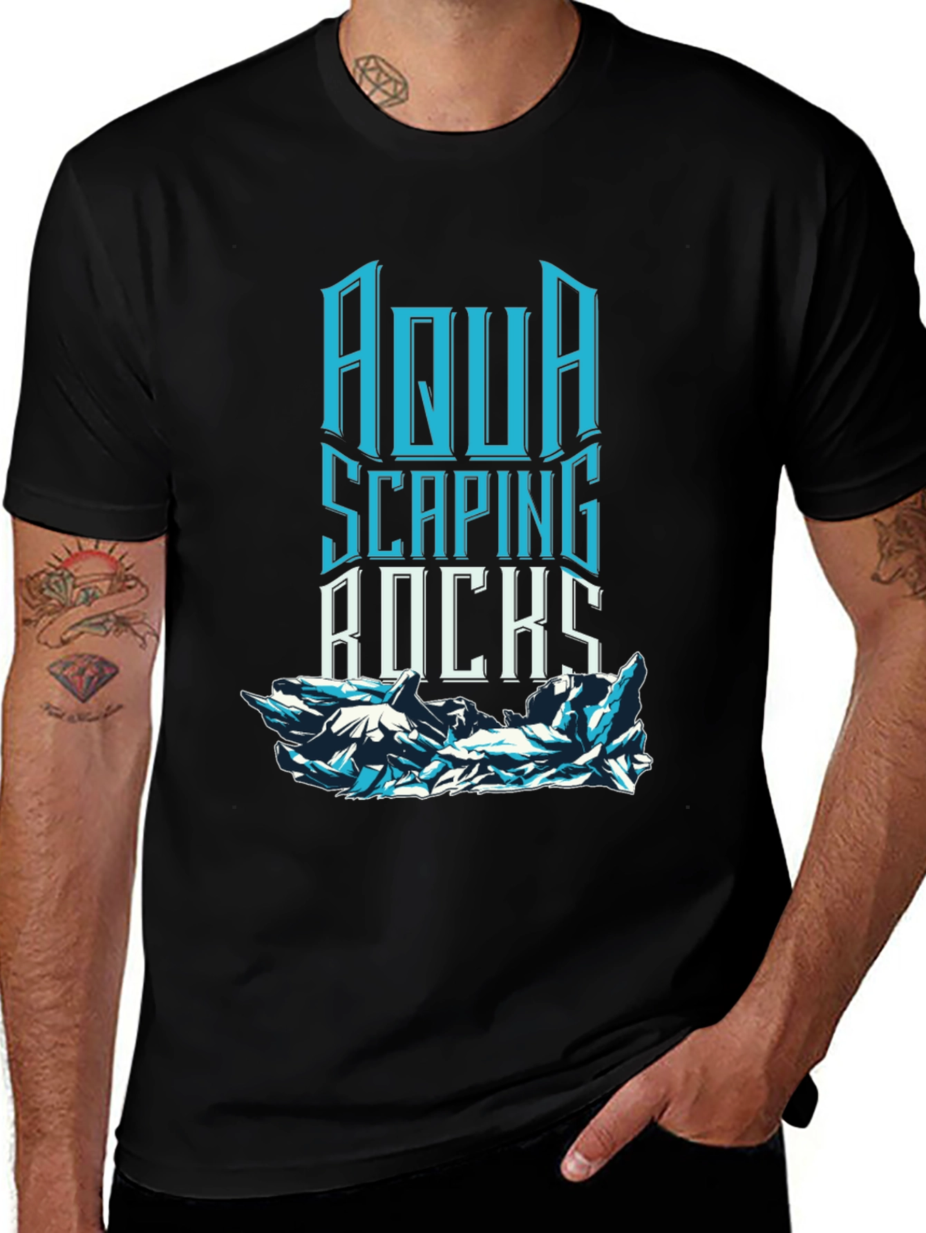 Aqua Scaping Rocks Graphic T-Shirt