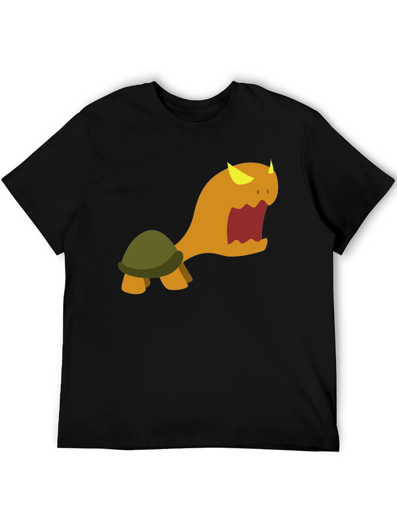 Monster Turtle Graphic Tee - Black Cotton Shirt