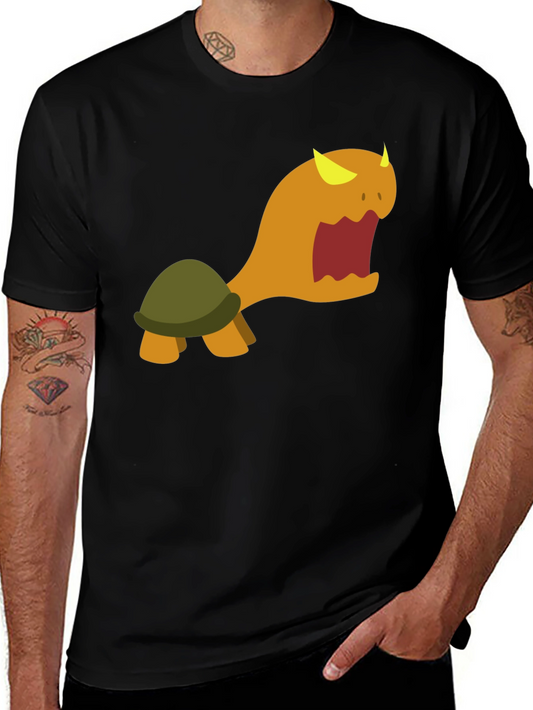 Monster Turtle Graphic Tee - Black Cotton Shirt
