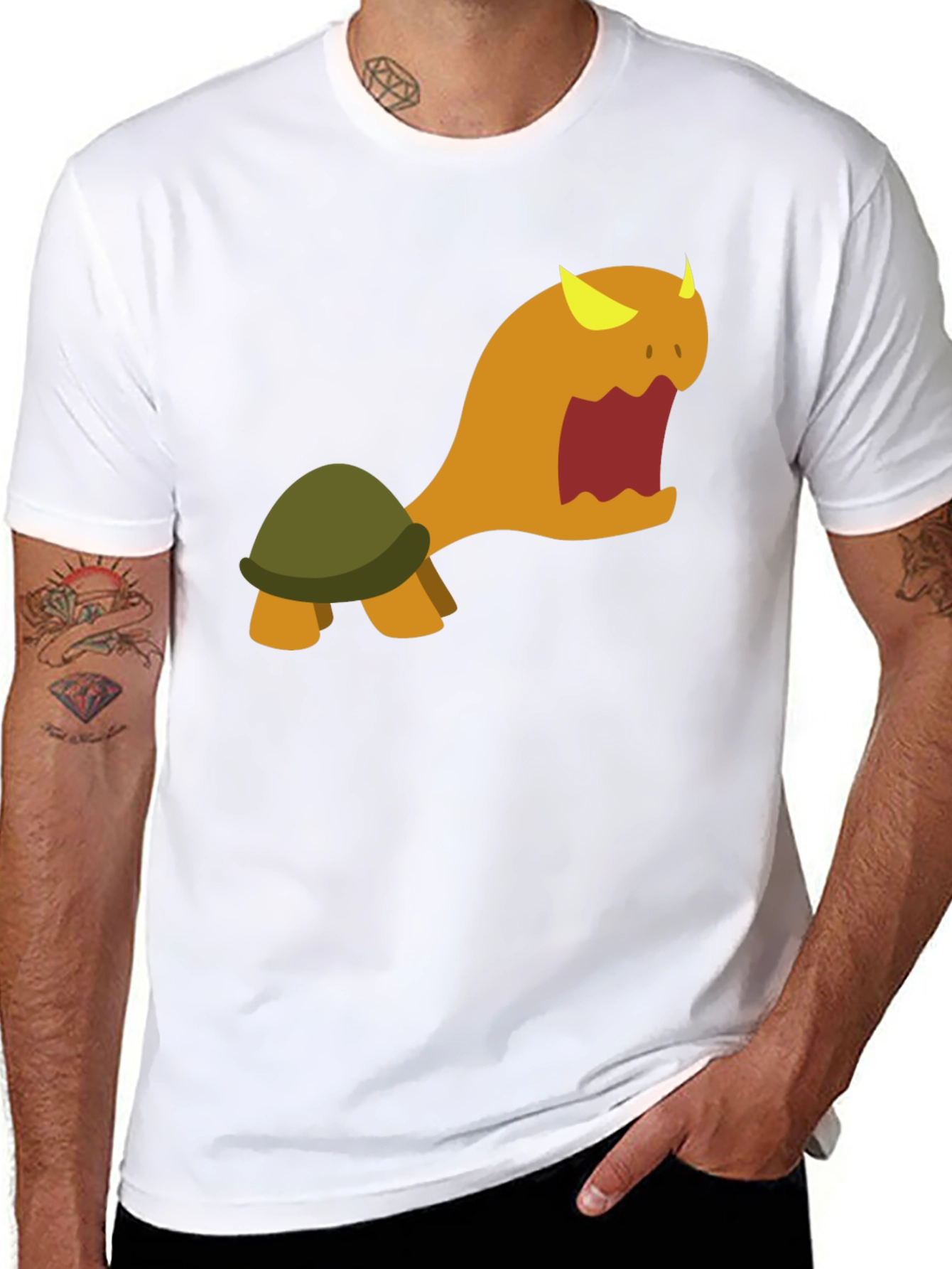 Monster Turtle Graphic Tee - Black Cotton Shirt
