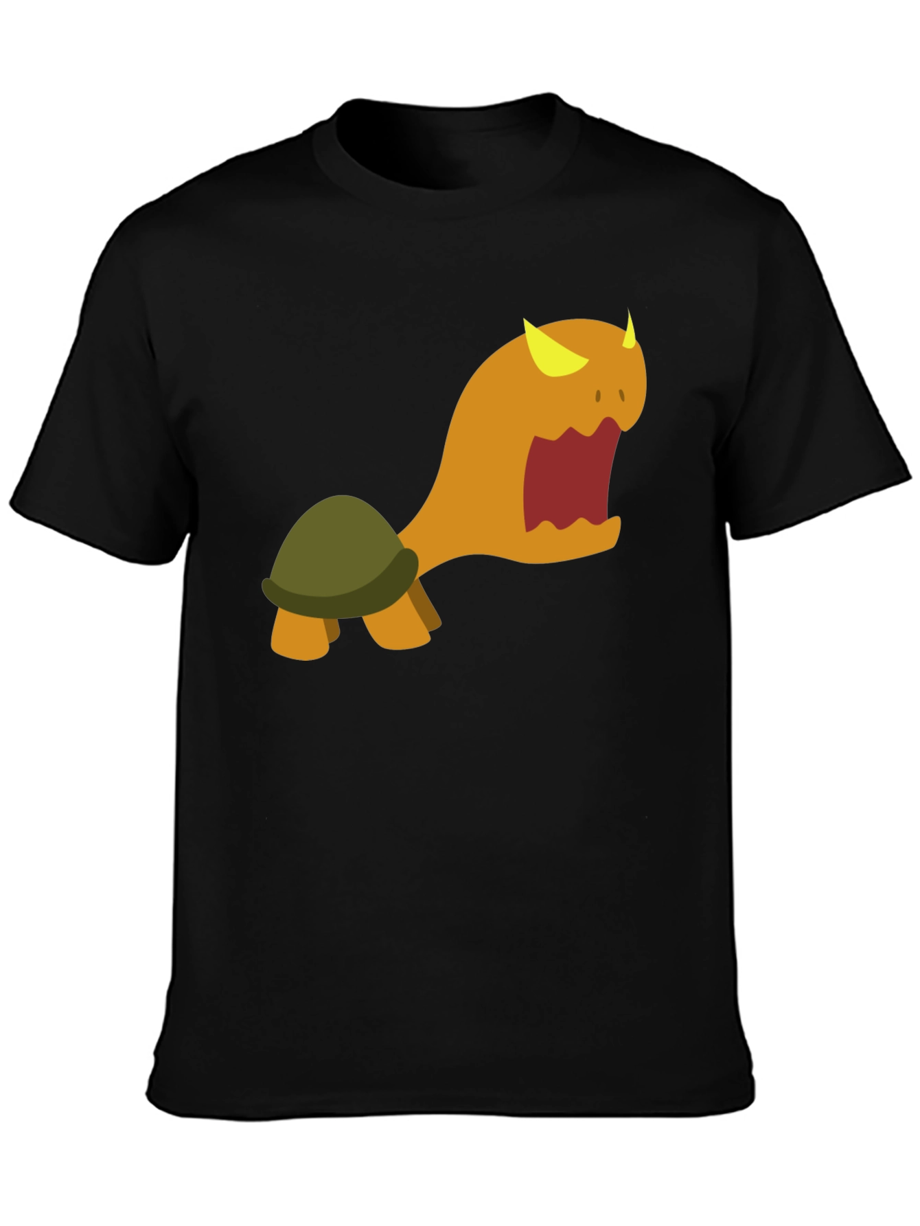 Monster Turtle Graphic Tee - Black Cotton Shirt