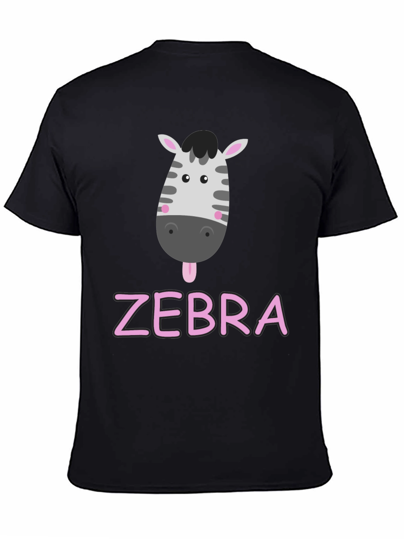 Zebra Cartoon Graphic Black T-Shirt