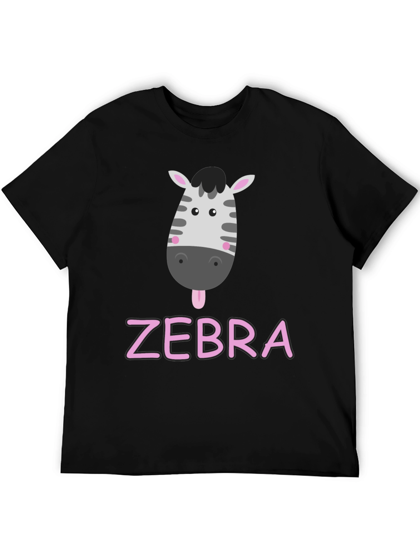 Zebra Cartoon Graphic Black T-Shirt