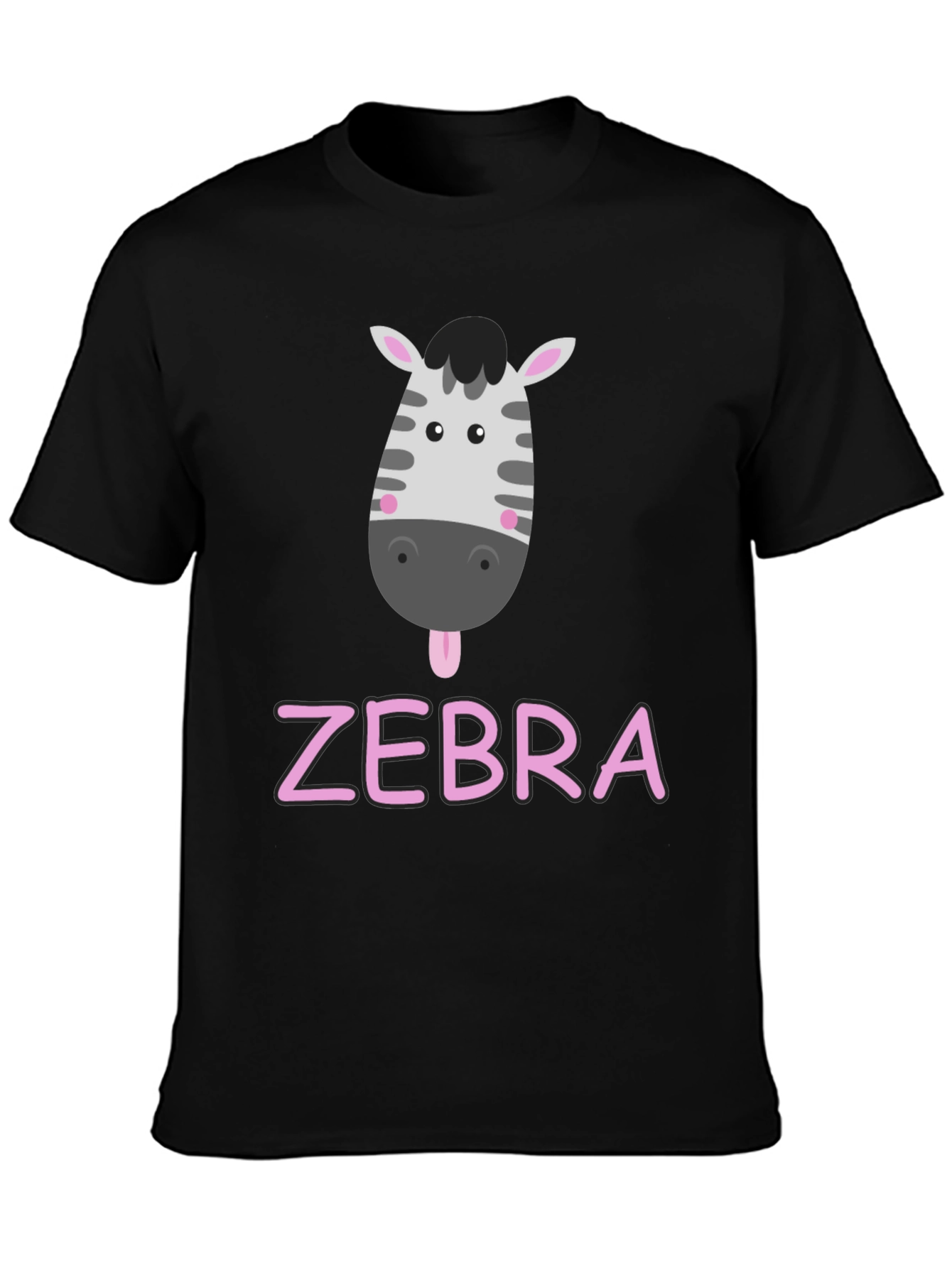 Zebra Cartoon Graphic Black T-Shirt