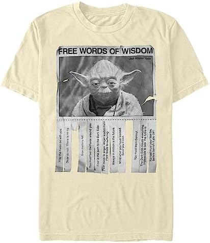 Star WarsUnisex's shirt스타워즈-지혜의 말씀 티셔츠星球大战-智慧的文字 Star Playerastar 恤מלחמת הכוכבים-חולצת טי Wisdomستار وورز-تي شيرت ووردز اوف ويسدومstar Camiseta Wisdomstar Wars Words of Wisdom T-Shirt, Opaque