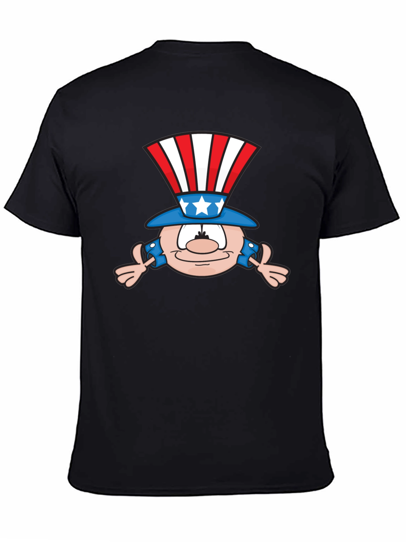 Patriotic Cartoon Character Black T-Shirt