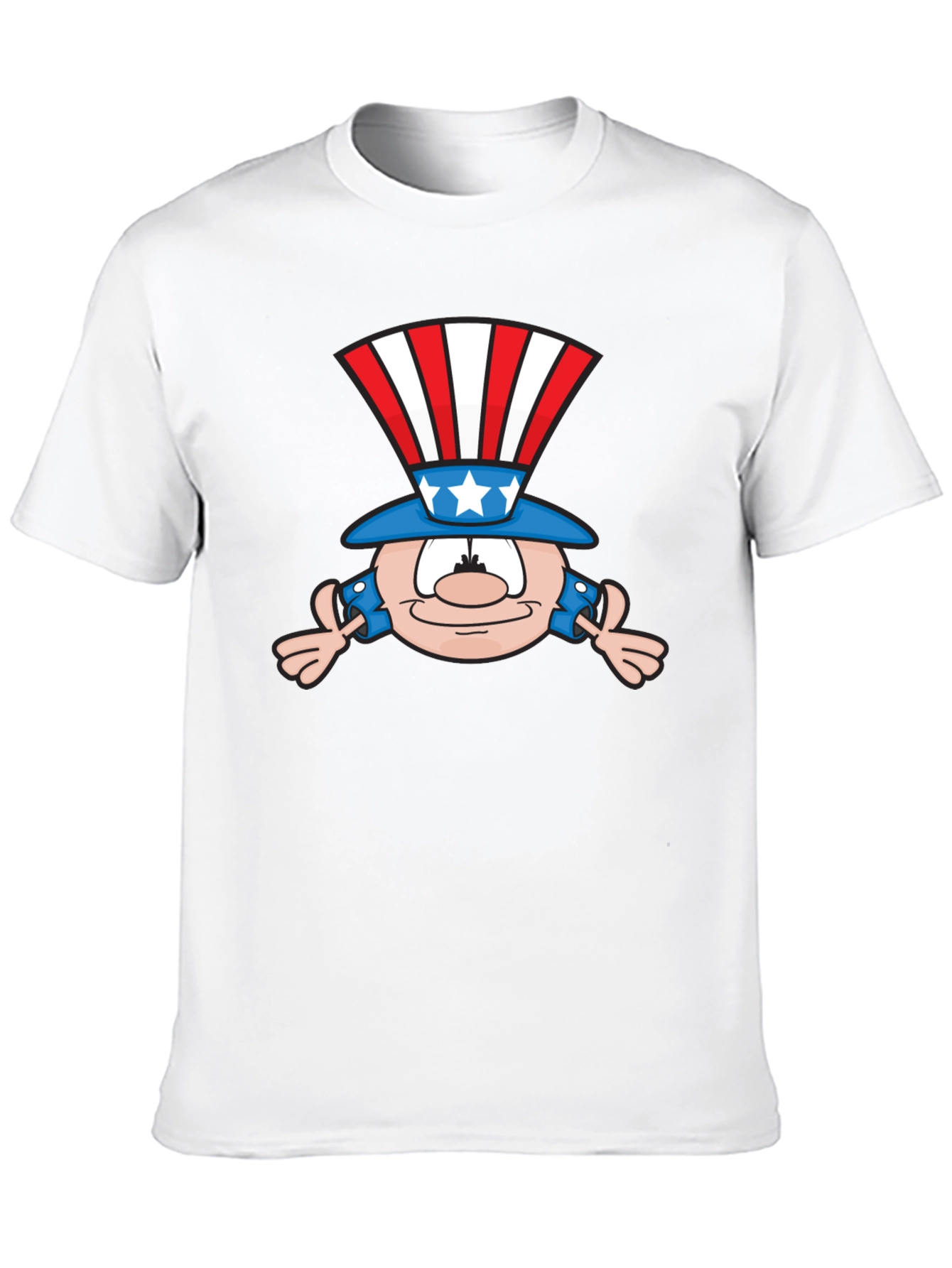 Patriotic Cartoon Character Black T-Shirt