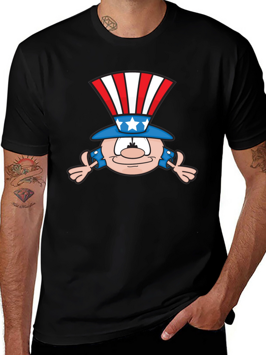 Patriotic Cartoon Character Black T-Shirt