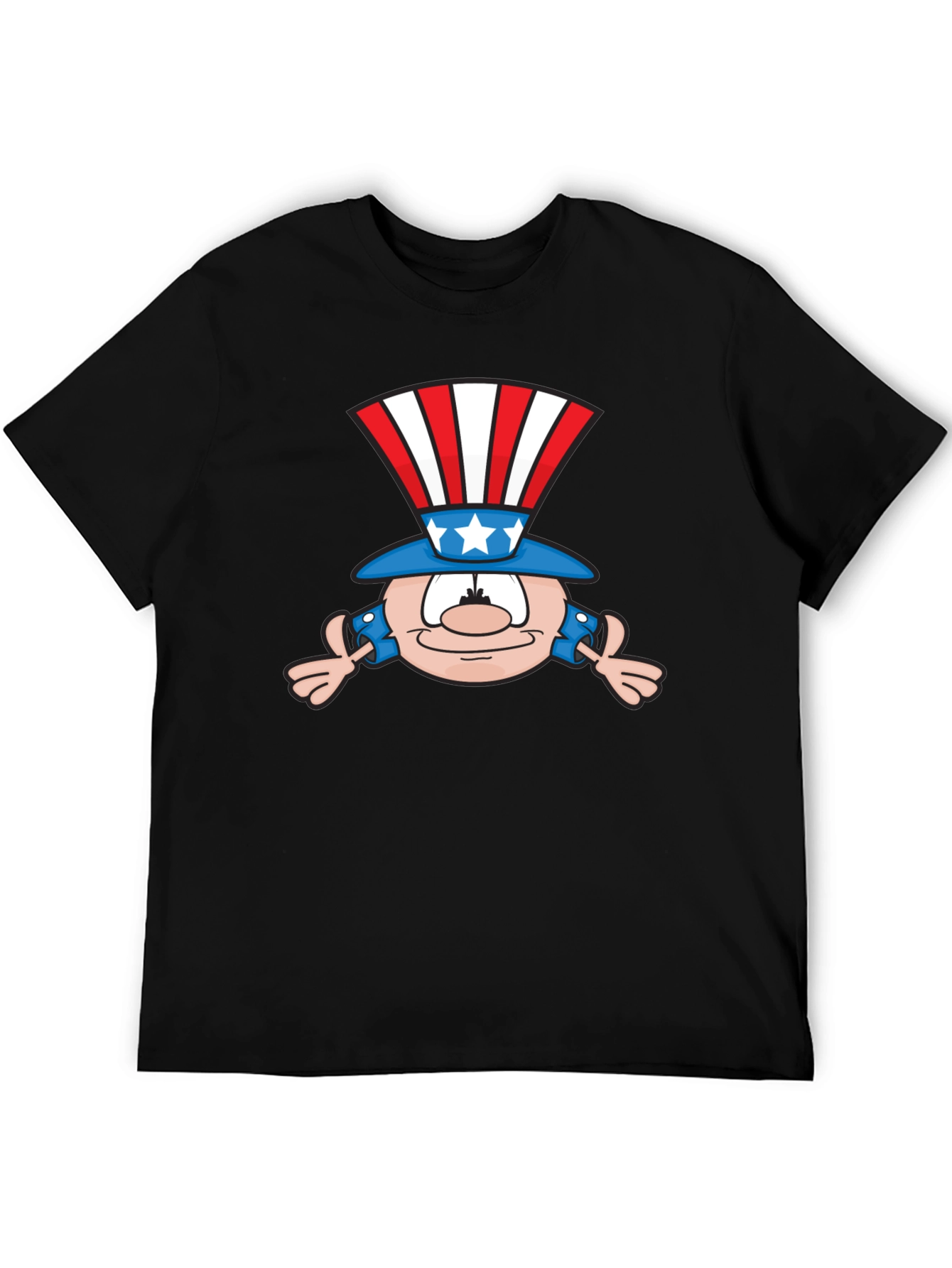 Patriotic Cartoon Character Black T-Shirt