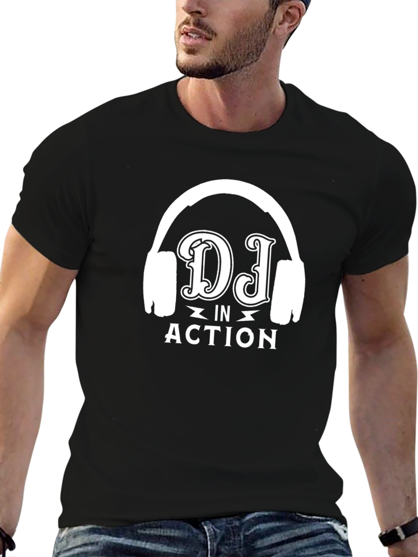 DJ in Action Graphic Tee - Black