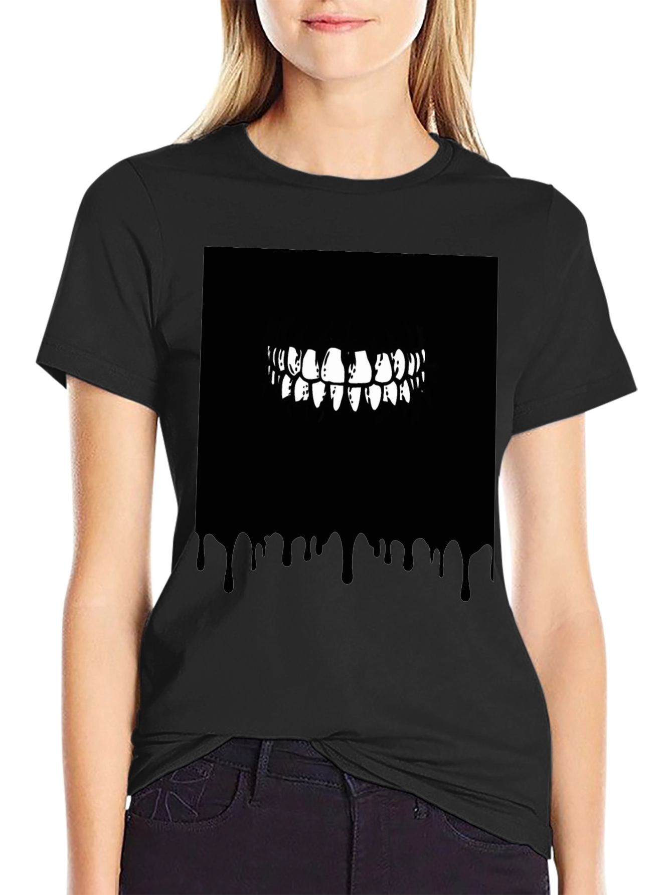 Monster Teeth Graphic Black T-Shirt