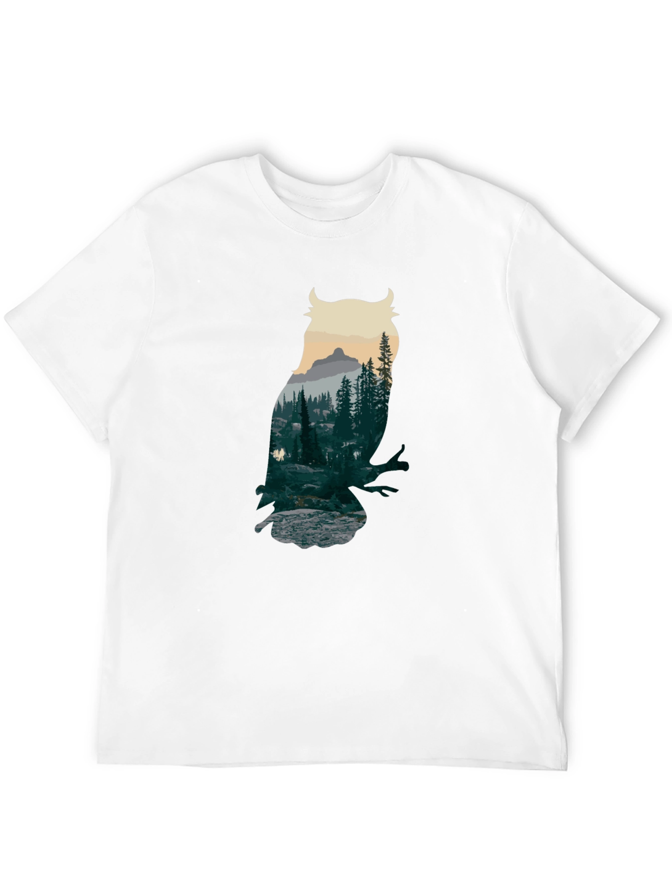 Owl Forest Graphic Black T-Shirt