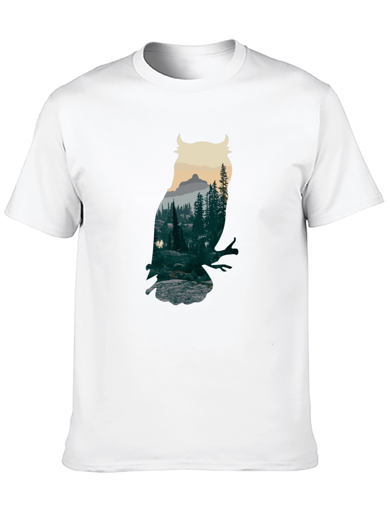 Owl Forest Graphic Black T-Shirt
