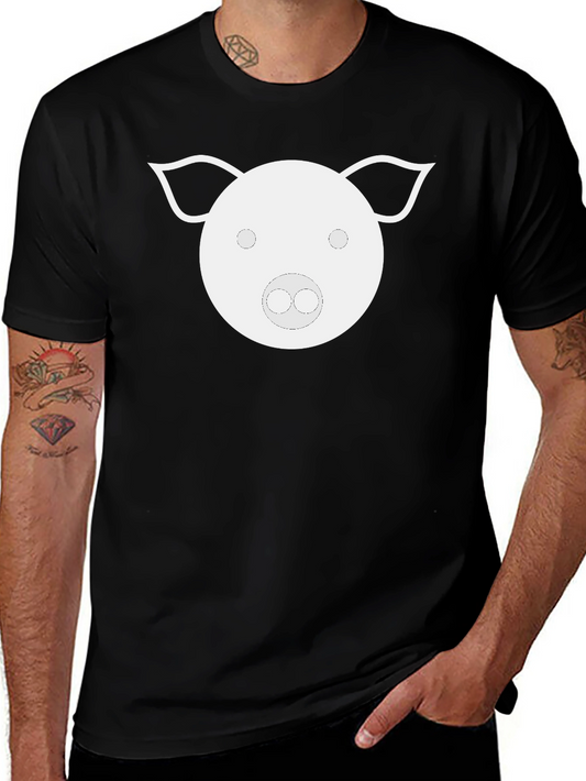 Pig Face Graphic Tee - Black Cotton T-Shirt