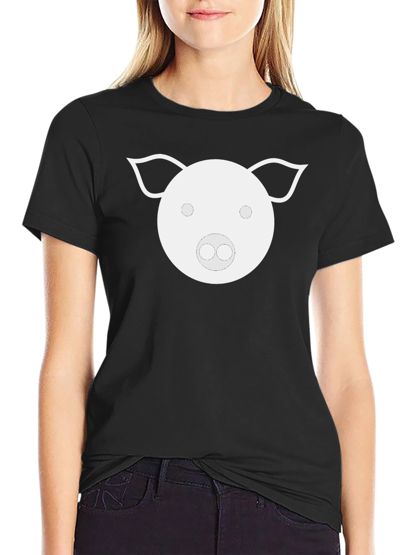 Pig Face Graphic Tee - Black Cotton T-Shirt