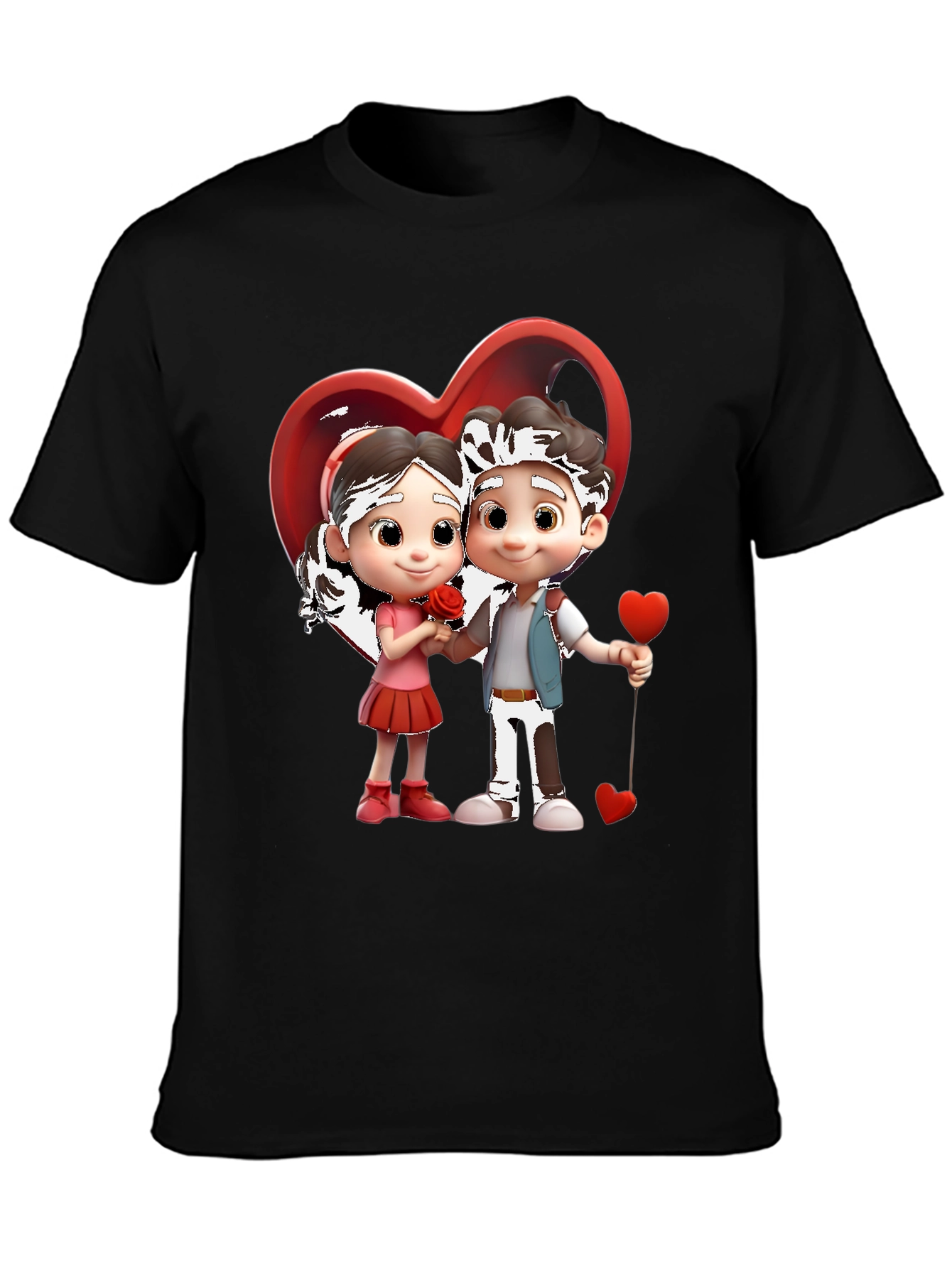 Valentines Day Cartoon Couple Heart T-Shirt
