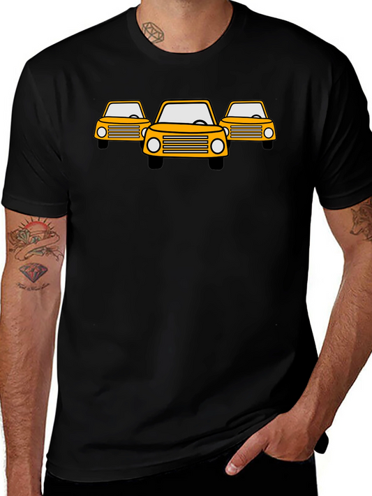 Yellow Car Graphic Black T-Shirt
