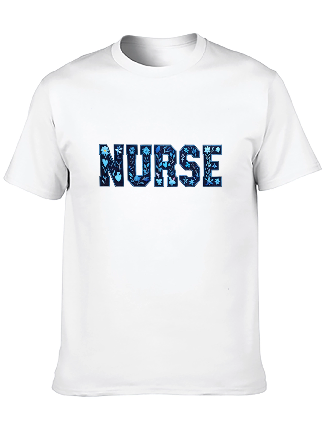 Floral Nurse T-Shirt - Black Cotton Tee
