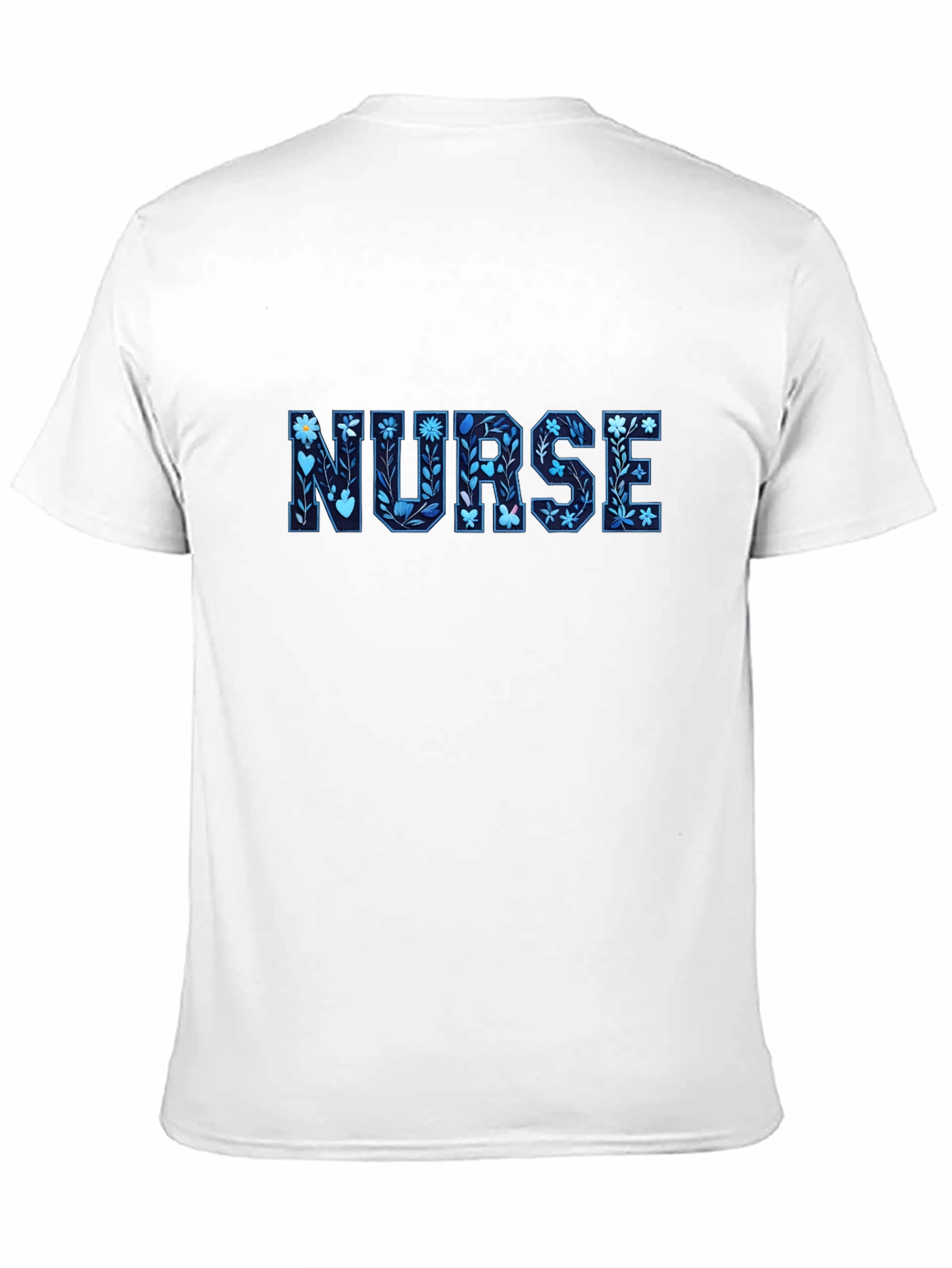Floral Nurse T-Shirt - Black Cotton Tee
