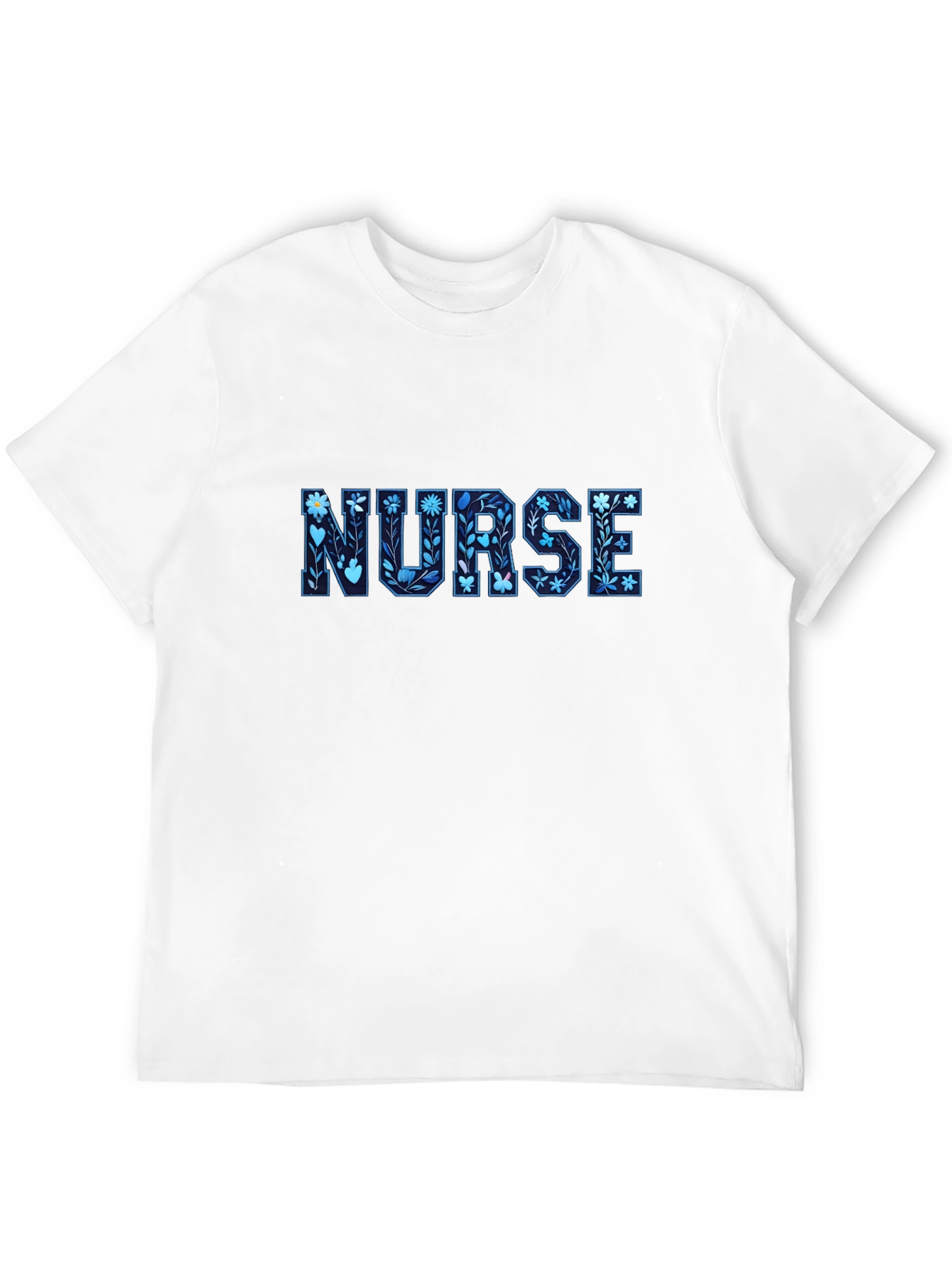 Floral Nurse T-Shirt - Black Cotton Tee