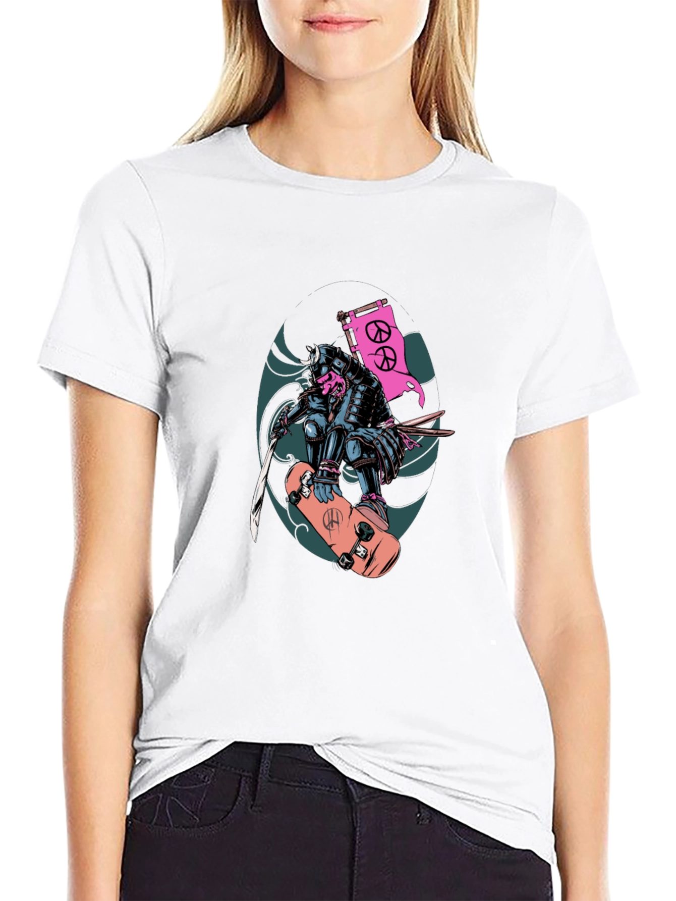Skateboarding Samurai Graphic T-Shirt