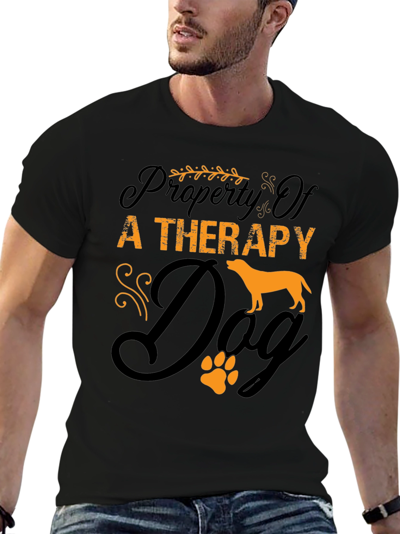Therapy Dog T-Shirt - Unisex Black Cotton Tee