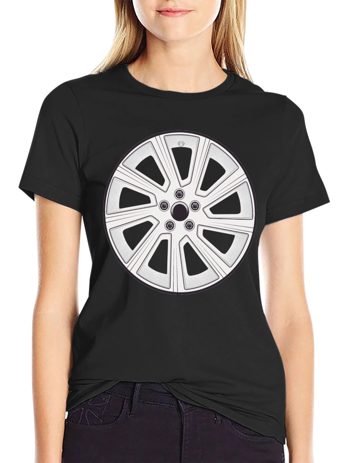 Wheel Design Black T-Shirt - Automotive Enthusiast Apparel
