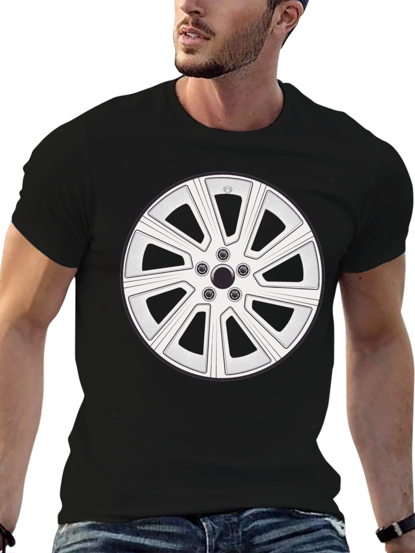 Wheel Design Black T-Shirt - Automotive Enthusiast Apparel