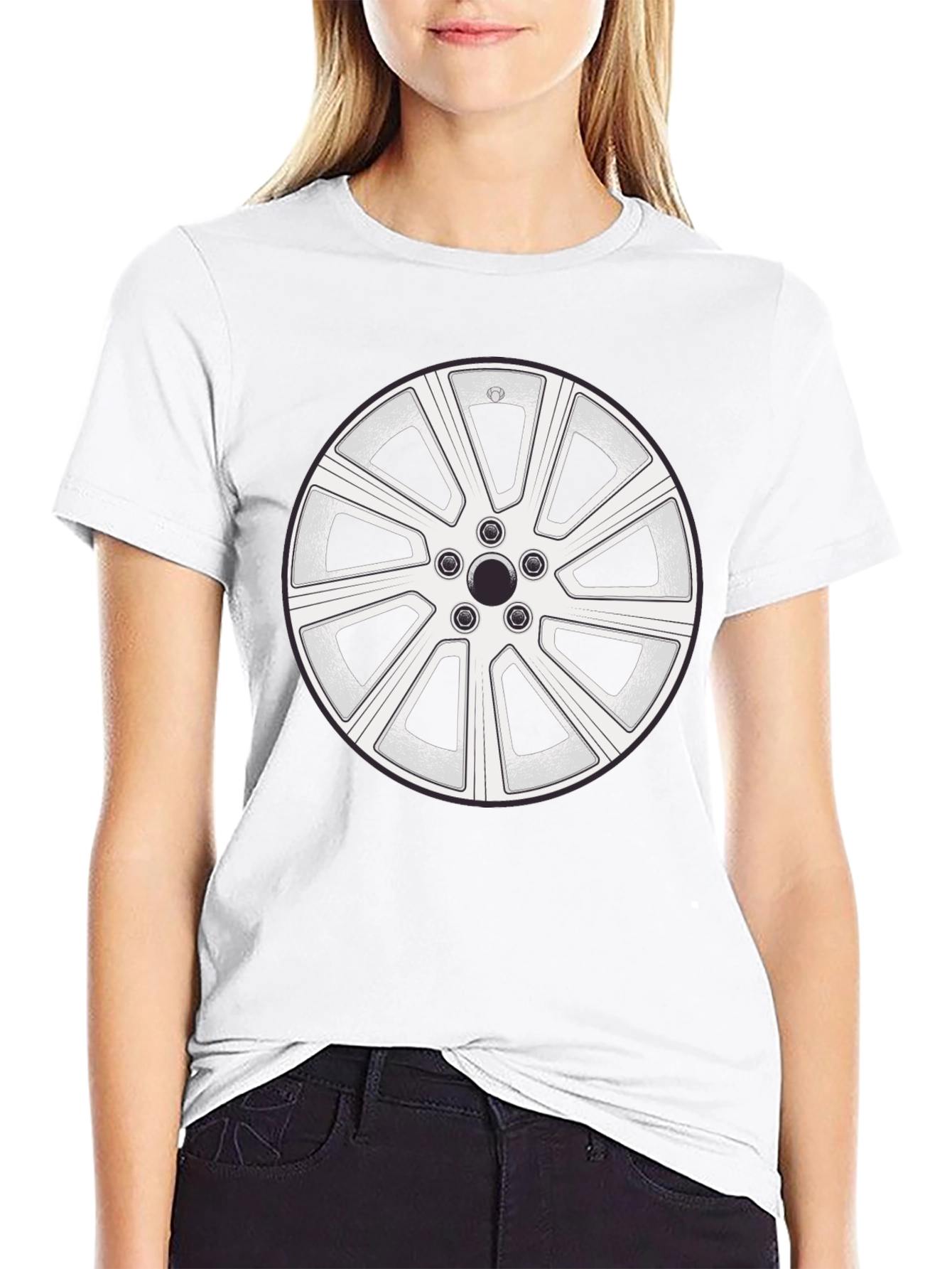 Wheel Design Black T-Shirt - Automotive Enthusiast Apparel
