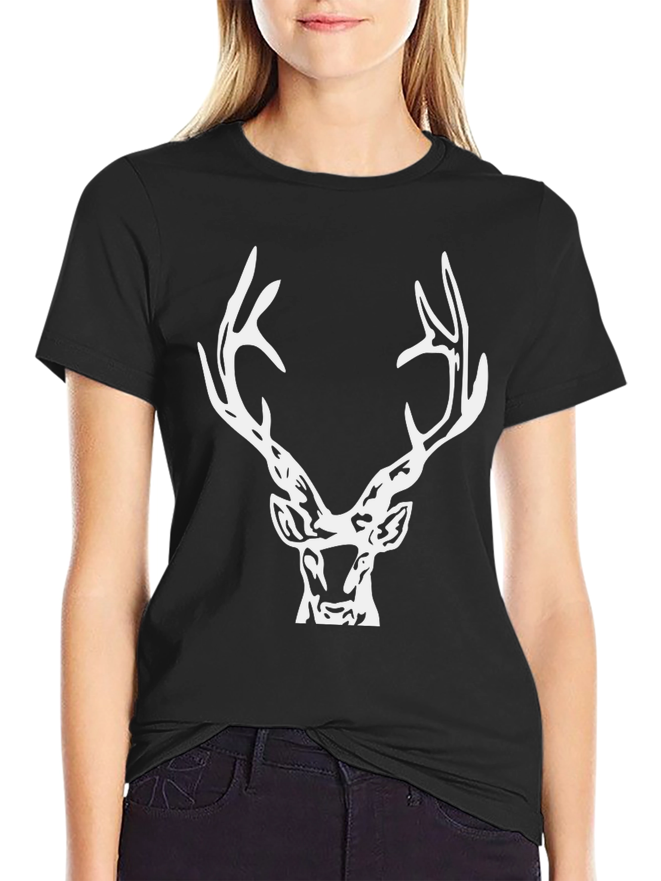 Deer Antler Graphic Tee - Mens Black T-Shirt