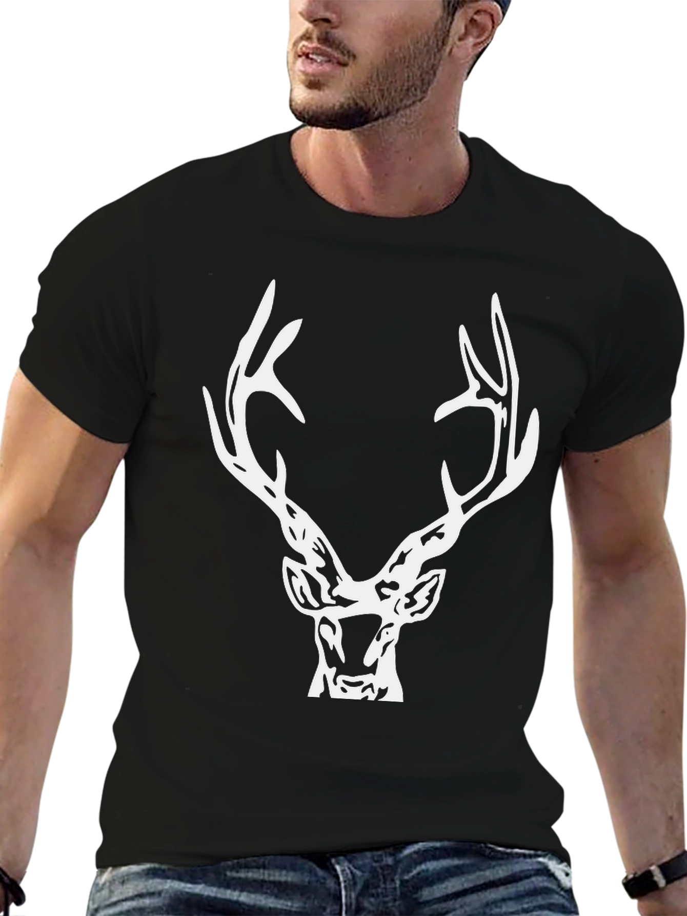 Deer Antler Graphic Tee - Mens Black T-Shirt