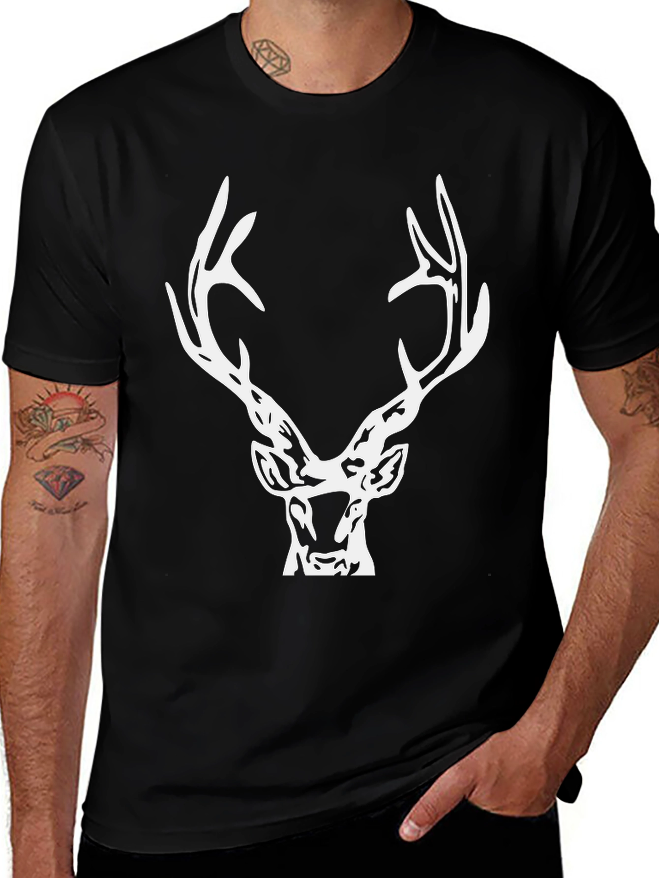 Deer Antler Graphic Tee - Mens Black T-Shirt