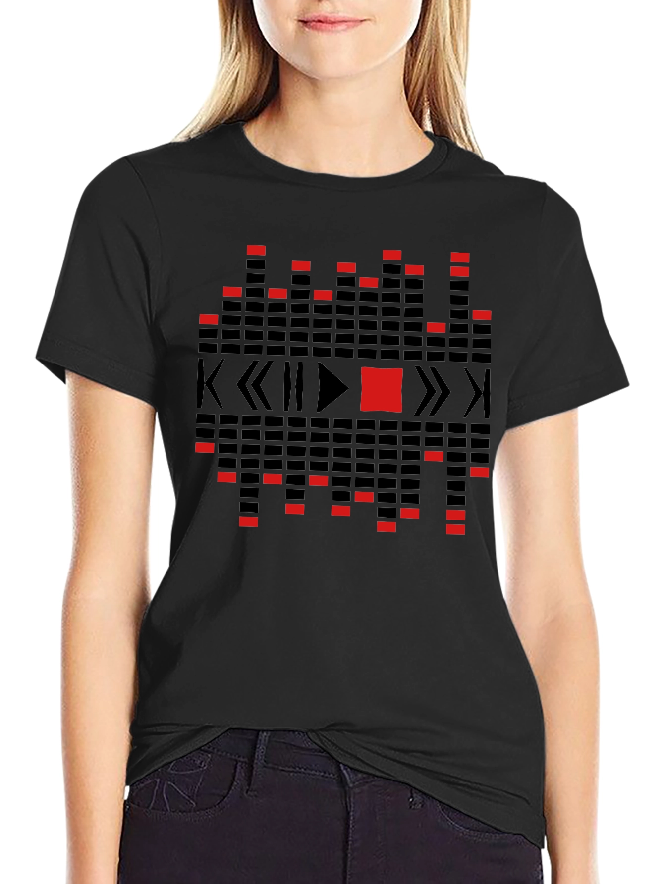 Abstract Graphic Black Crewneck T-shirt