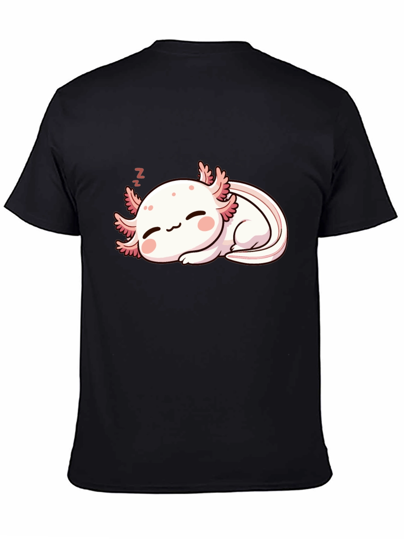 Cute Sleeping Axolotl Black T-Shirt