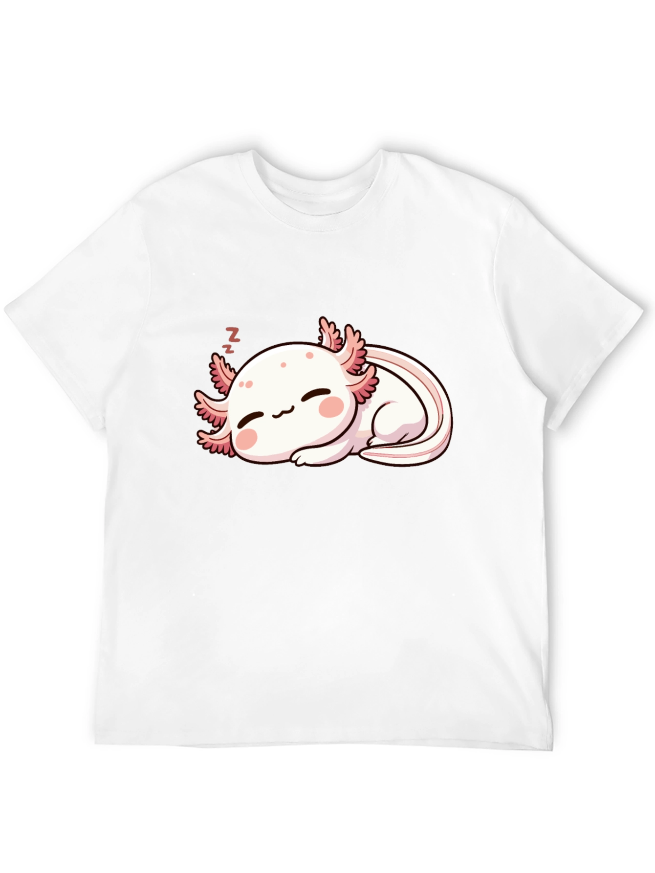 Cute Sleeping Axolotl Black T-Shirt