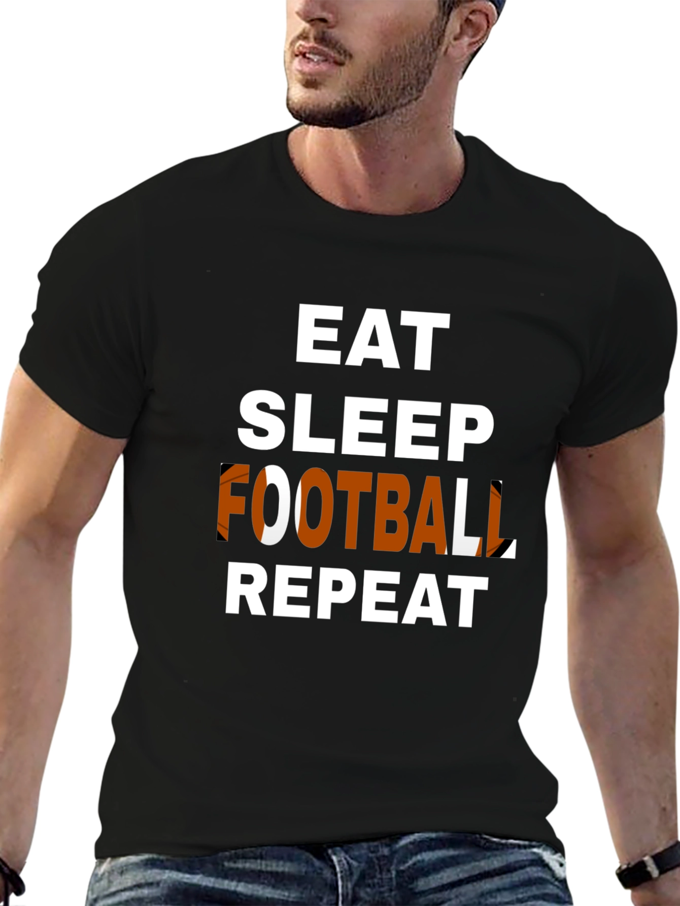 Eat Sleep Football Repeat Graphic Tee