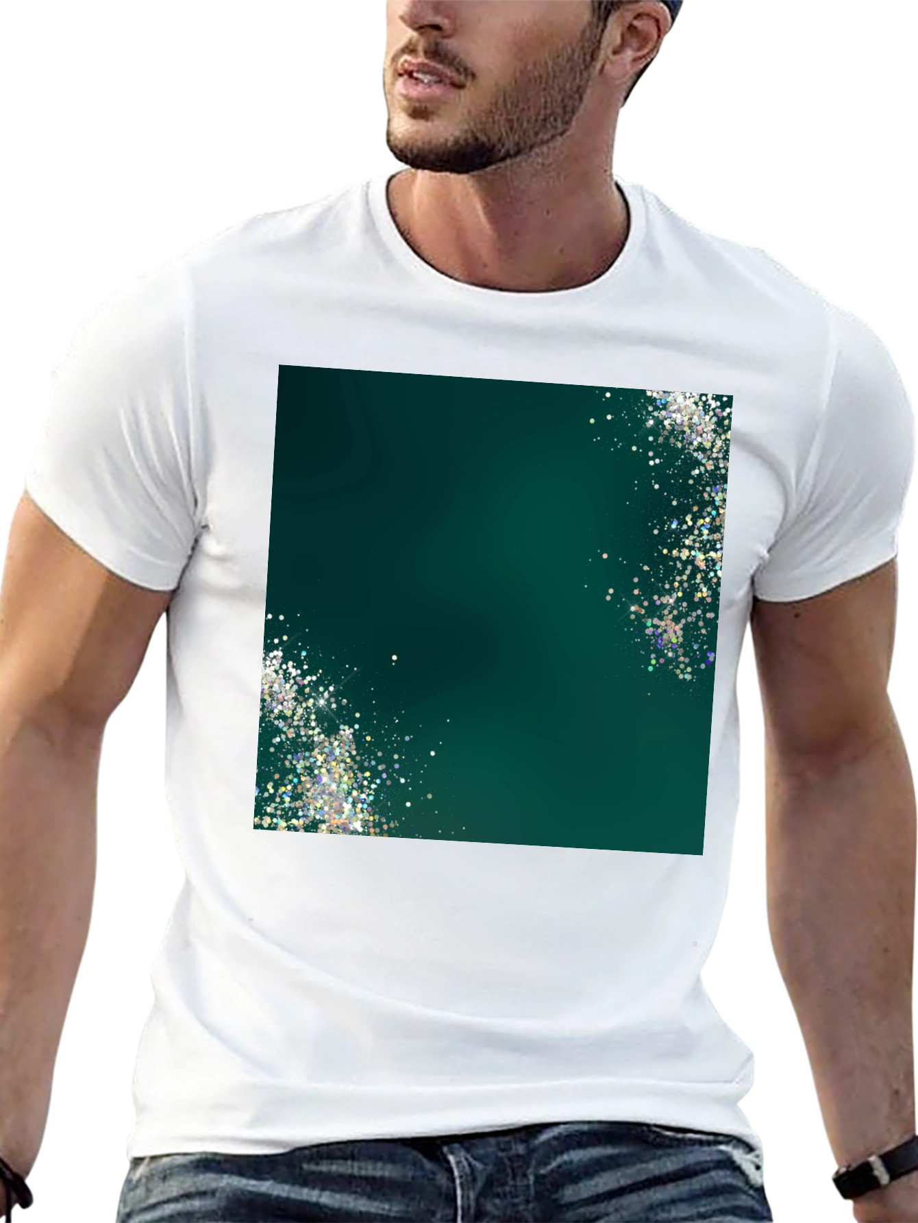 Emerald Shimmer Graphic Tee - Mens Black T-Shirt