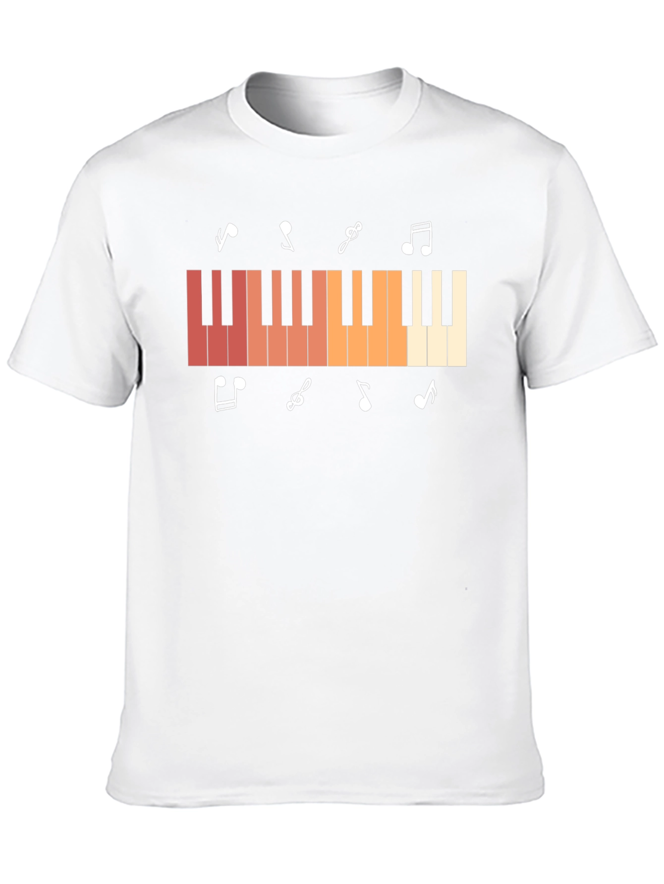 Piano Keys & Music Notes Graphic Black T-Shirt