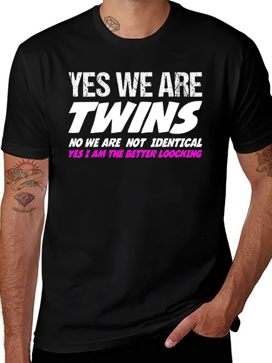 Funny Twins T-Shirt - Yes We Are Twins Graphic Tee