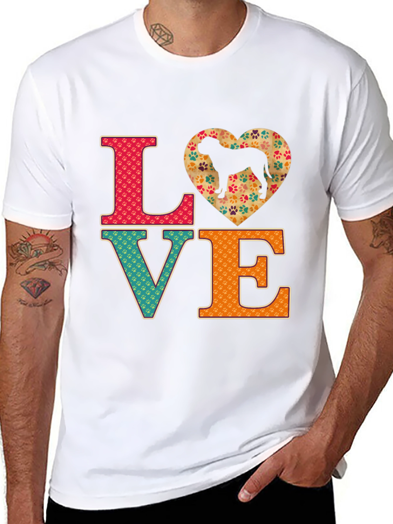 Love Dog Breed T-Shirt - Paw Print Heart Tee