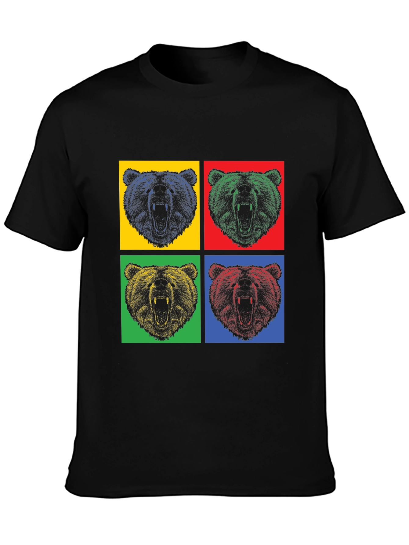 Pop Art Bear Graphic T-Shirt - Mens Black Tee