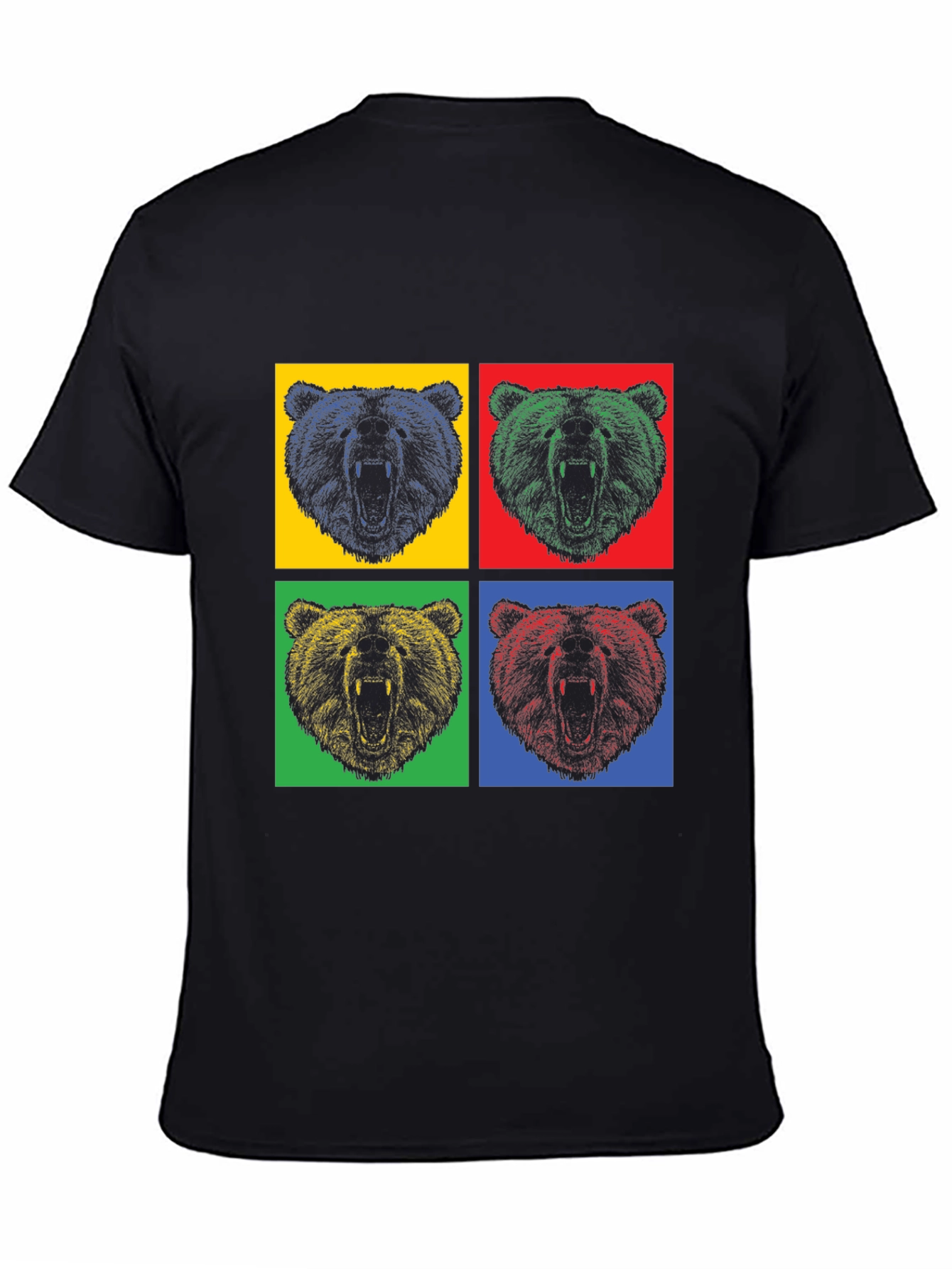 Pop Art Bear Graphic T-Shirt - Mens Black Tee