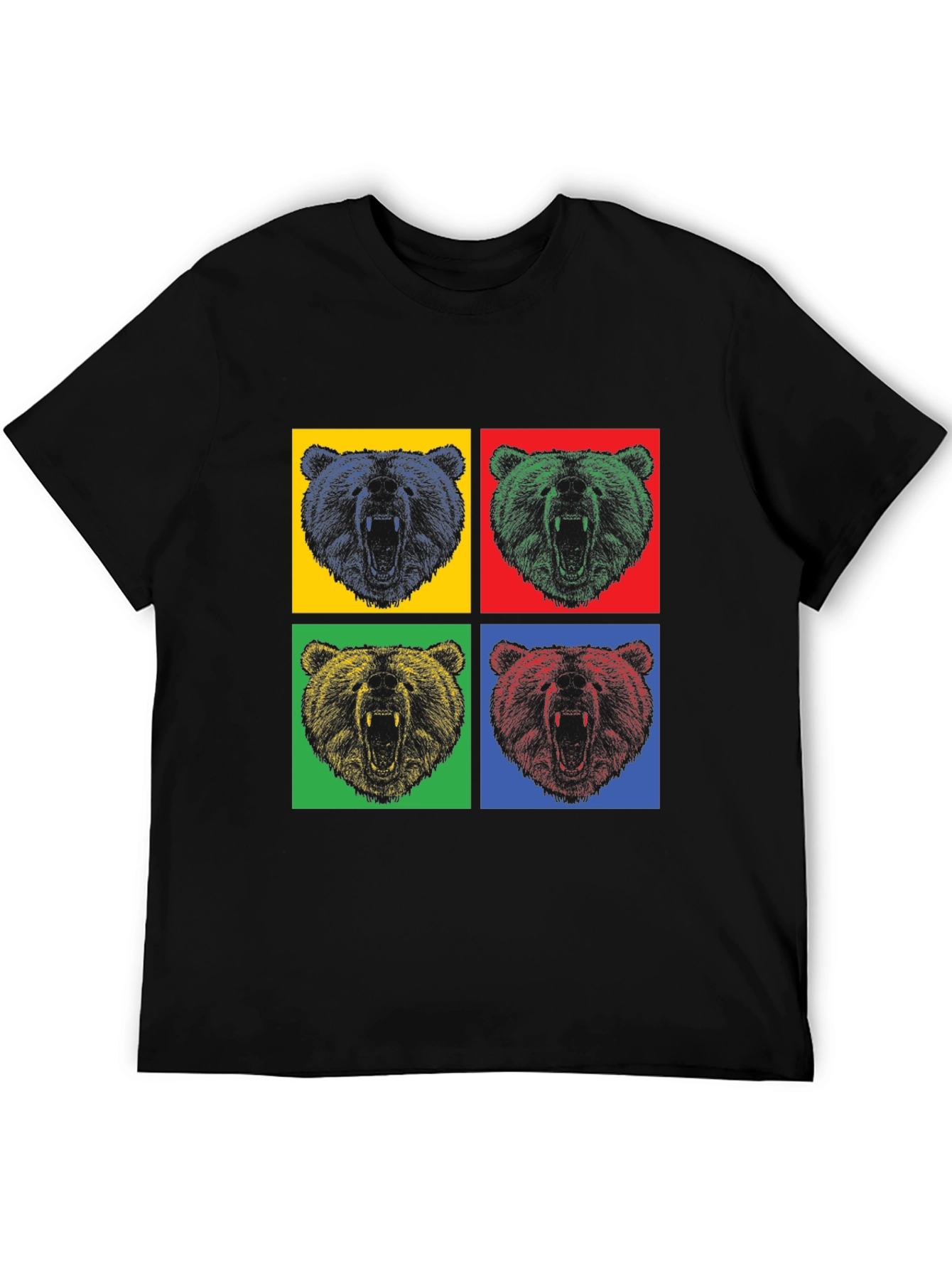 Pop Art Bear Graphic T-Shirt - Mens Black Tee