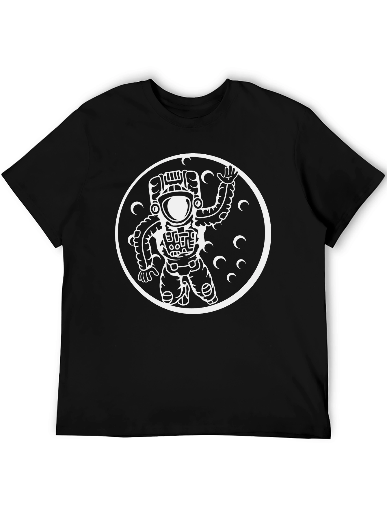 Astronaut Graphic Tee - Black Crew Neck Cotton T-Shirt