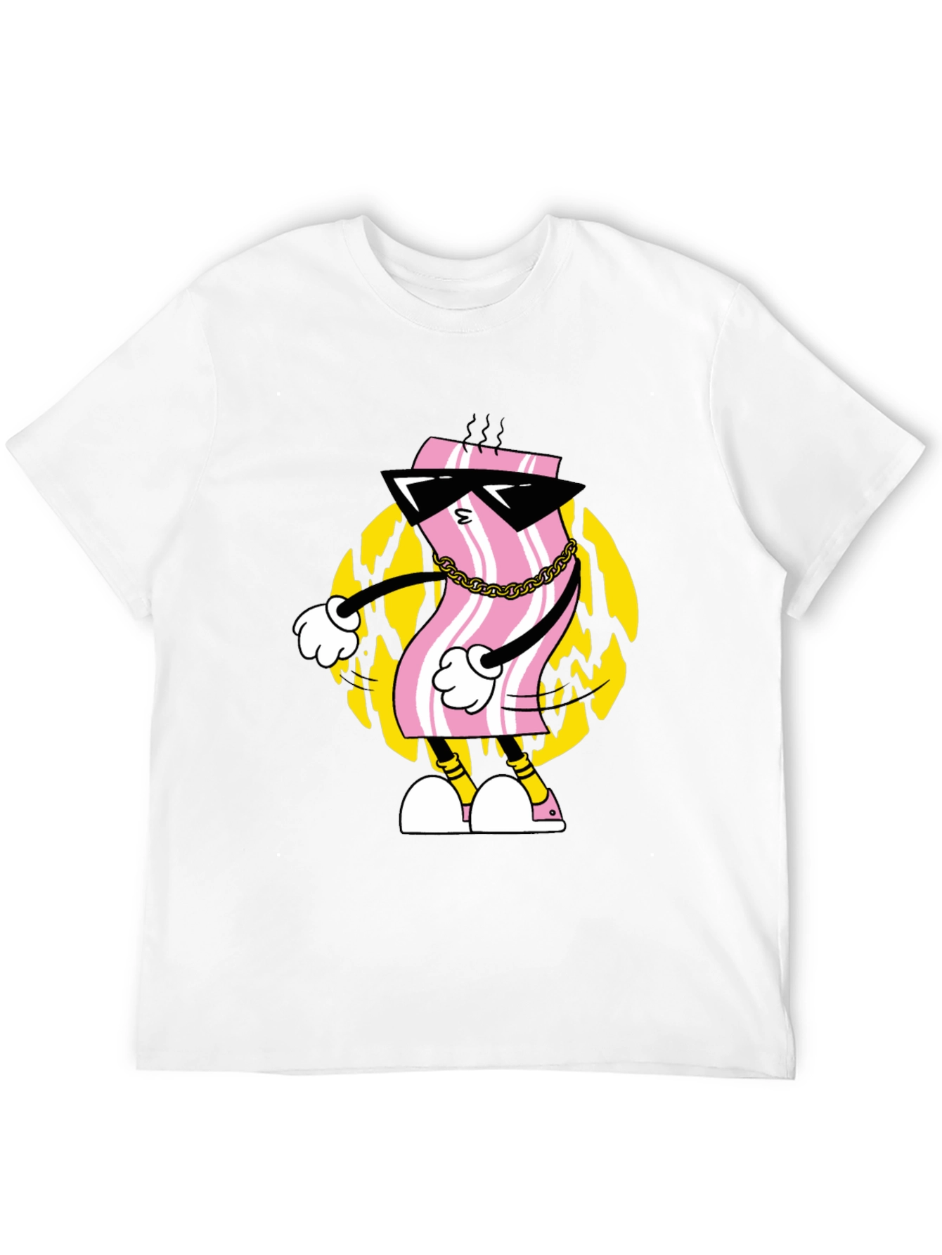 Cool Bacon Cartoon Black T-Shirt