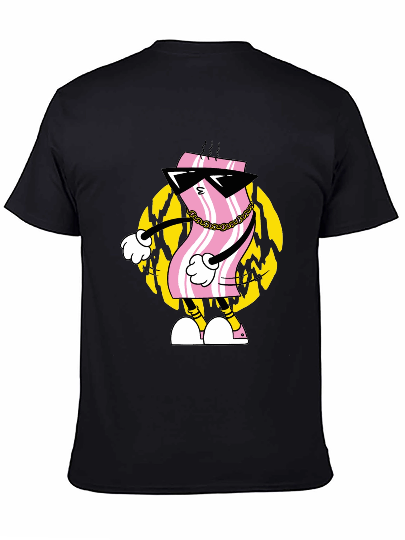 Cool Bacon Cartoon Black T-Shirt