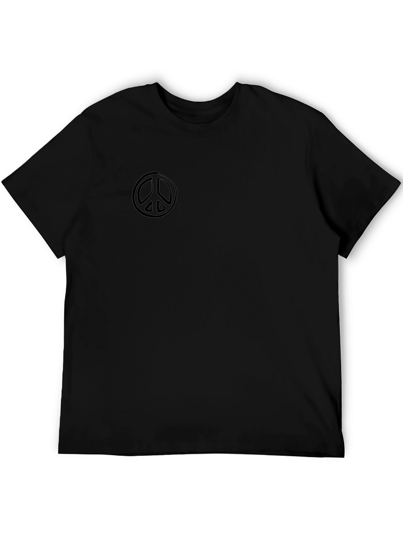 Mens Black Crewneck T-Shirt with Peace Sign